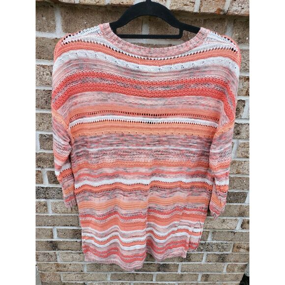 Lucky Sweater Medium Womens V Neck 3/4 Sleeve Knit Pullover Multicolor Casual - Picture 3 of 4